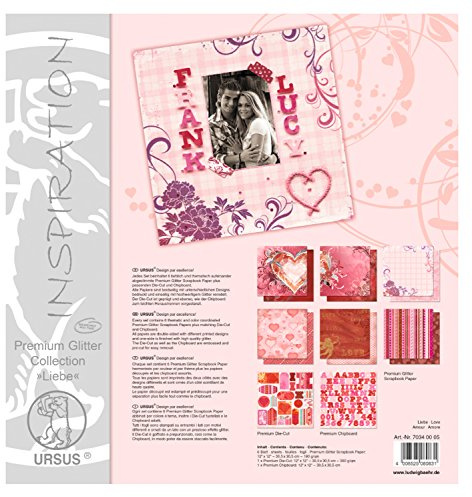 Ursus 70340005 - Premium Glitter Collection, Liebe, ca. 30,5 x 30,5 cm, Papiere und Accessoires für kreatives Gestalten