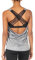 icyzone Damen Sport Tops mit Integriertem BH - 2 in 1 Yoga Gym Shirt Fitness Training Tanktop (XL, Grey Melange)