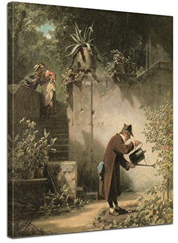 Bilderdepot24 Bild auf Leinwand | Carl Spitzweg Der Blumenfreund in 30x40 cm als Wandbild | Wand-deko Dekoration Wohnung alte Meister | 180704-30x40