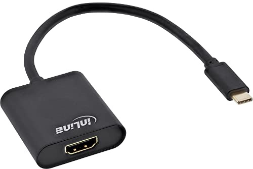 InLine 64101B USB Display Konverter, USB Typ-C Stecker zu HDMI Buchse (DP Alt Mode), 4K2K, schwarz, 0.2m