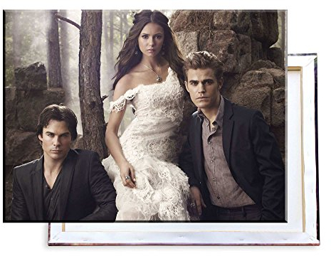 Unified Distribution The Vampire Diaries - Paul Wesley Nina Dobrev Ian Somerhalder - 80x60 cm - Bilder & Kunstdrucke fertig auf Leinwand aufgespannt und in erstklassiger Druckqualität