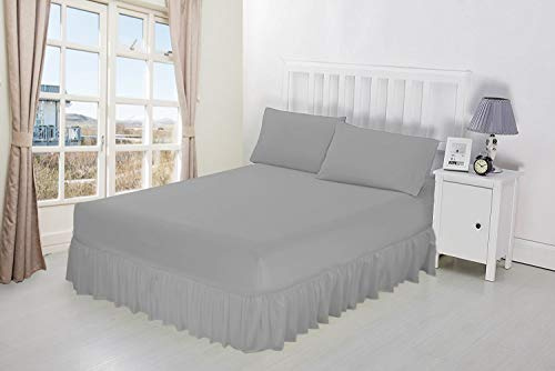 Luxury Percale Frilled Valance Fitted Sheets 14 Colours in Single, Double, King, Super King (Super King, Silver)