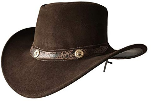 BRANDSLOCK Cowboy Hat Women Men Real Leather Western Style Wide Brim Cowgirl Hat Shapeable Lightweight Handcrafted Durable Bush Hat Brown