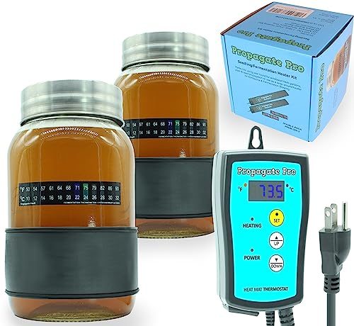 Wrap Around Kombucha Heater Belt | Propagate Pro Brewing and Fermentation Heat Mat Warmer | Keeps Your SCOBY Happy and Productive with Stickon Thermometer