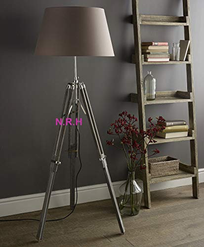 Lampadaire vintage classique gris trépied nautique lampe de décoration d'intérieur (avec abat-jour extérieur)