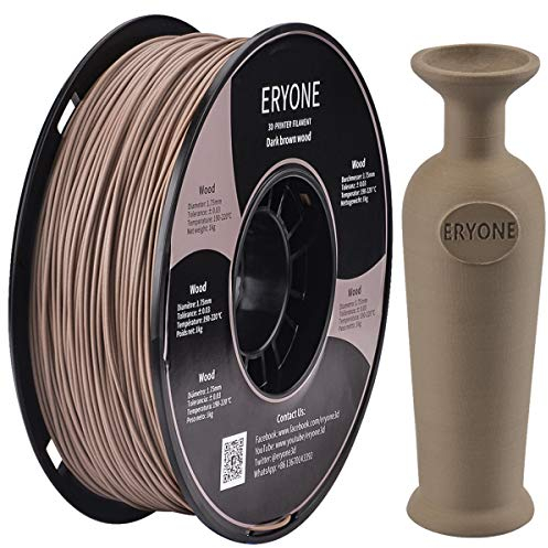 ERYONE Mixed Material PLA Filament 1.75mm +/- 0.03mm, 1kg Spool (2.2LBS) 3D Printer Filament, Wood PLA, Light Wood