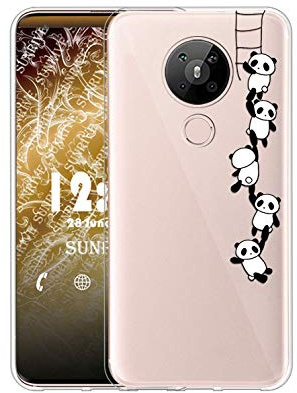 Sunrive Kompatibel mit Nokia 5.3 Hülle Silikon, Transparent Handyhülle Schutzhülle Etui Case (TPU Panda 1)+Gratis Universal Eingabestift MEHRWEG
