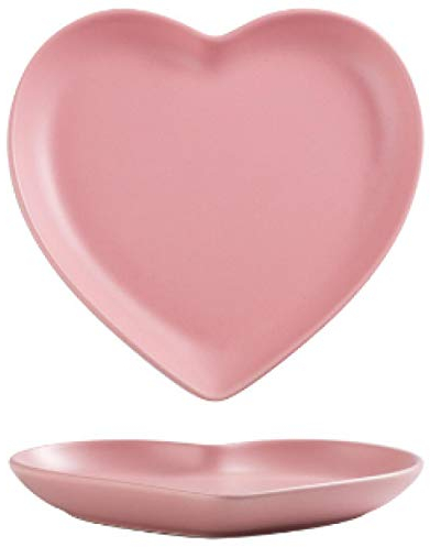 LMMJYF Assiette créative d'amour Nordique de 6/8 po Assiette de Couple en Forme de Coeur Vaisselle en céramique Bol à Soupe de 8 po-Assiette Rose de 6 Pouces