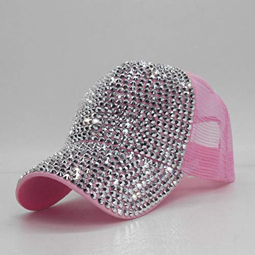 Herren Kappe Hut Luxus Strass Pailletten Pailletten Baseball Cap Für Frauen Sommer Atmungsaktive Mesh Hut Mädchen Snapback Trucker-Pink_56Cm_to_60Cm