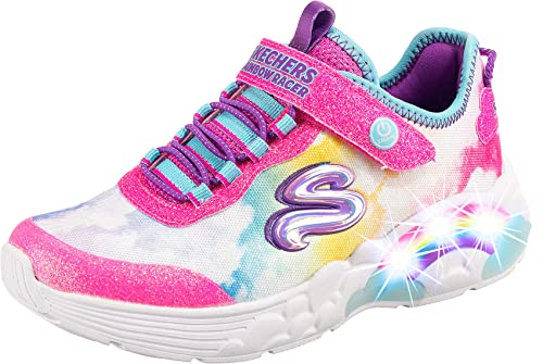Skechers Mädchen Rainbow Racer Sneaker | Lässig, beleuchtet, glitzernde Zehen, Schmetterlingsspitze, anpassbarer Verschluss