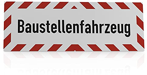Betriebsausstattung24 Hinweisschild „Baustellenfahrzeug“ - Magnetfolie retroreflektierend Größe (BxH): 50,0 x 12,5 cm - Baustellenfahrzeug - Autoschild - Hinweisschild Kraftfahrzeuge - KFZ