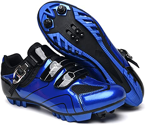 GZQIAWY Radfahren MTB Schuhe Herren Sport Route Cleat Road Dirt Bike Speed Flat Sneaker Racing Damen Fahrrad Mountain SPD Biking Blauer Berg 42