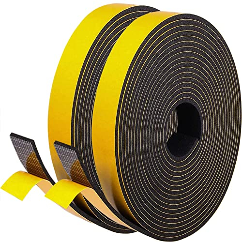 Dichtungsband Selbstklebend für Türen Fenster, 20mm(B) x 3mm(D)/10m Türdichtung Gummidichtung Schaumstoffband für Kollision Siegel Schalldämmung (Schwarz)