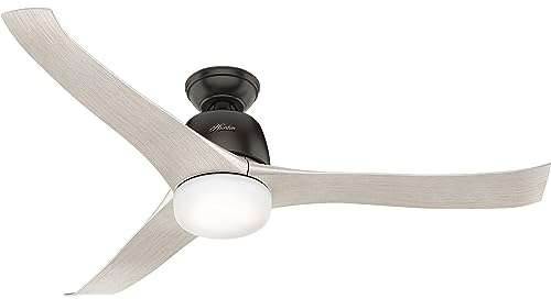 HUNTER FAN Ventilateur de Plafond Harmony 137 cm pour Intérieur, avec Lumière et Télécommande, 3 Pales Réversibles en Chêne Gris Clair, pour Été et Hiver, Modèle 50964