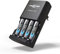 ANSMANN Chargeur pour Piles Powerline 4 Smart (1 PCE) + 4 Piles HR03 1100mAh – Chargeur Automatique pour 1 à 4 Piles HR6/HR03 – Station de Charge avec Mode réparation & détection des accus défectueux