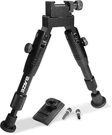 BZTAC Foldable Picatinny Rail Rifle Bipod with Sling Swivel Stud Adaptor, Adjustable Height 6.2-6.7 Inches Shooting Rest Stick with 2 Pcs Sling Swivel Screw Studs, Hunting Shooting Accessories