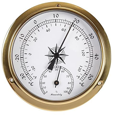 Micvtve Thermometer und Hygrometer, Tester eine Wandschale Kupfer für Meteorologie, zum Aufhängen einer Wand, 115 mm