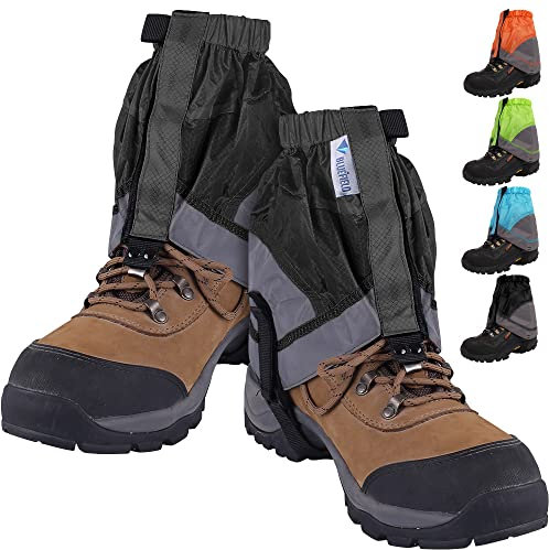 Tyuodna Waterproof Low Ankle Gaiters for Hiking, Breathable Snow Boot Gaiters with Storage Bag for Walking, Prevent Sand Protective Low Gaiters Ankle Walking Gaiters for Men & Women (Grey)