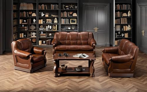 All4All Sofagarnitur Prato 3+2+1 Wohnzimmerset Polstergarnitur 3-sitzer 2-sitzer Sessel Elegant mit Holzdekor 11 (3+2+1)