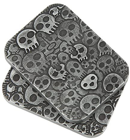 EDC Fidget Slider Toy,Portable Metall Magnetisches Poker Push Slider mit Skull Pattern für ADHS Autismus Angst Stressabbau,4,5 x 3,5 x 1 cm,Aufbewahrungstasche