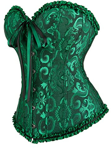 Hengzhifeng Corsetto Top Halloween Donna Bustino Corsetti Gotico (EUR 28-30,Nero Verde)