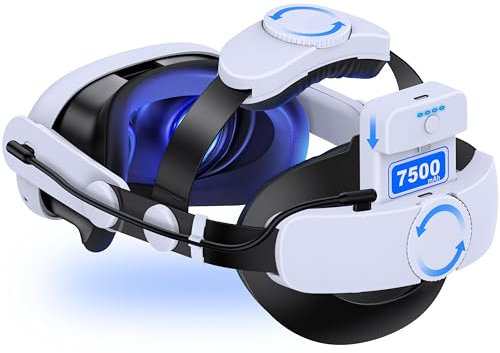 Strap für Meta Quest 3, Zubehör für Meta Quest 3, Elite Strap mit 7500mAh Akku/Vier Richtungsabhängig Einstellbare/Dämpfende Baumwolle/Hohe Plastizität/Bequemlichkeit für Meta Quest 2