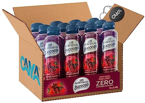 San Benedetto Succoso Zero Frutti Rossi Bevanda al Gusto di Frutta 400ml [CAIYA® BOX da 12 Bottiglie] - Drink Summer 2023
