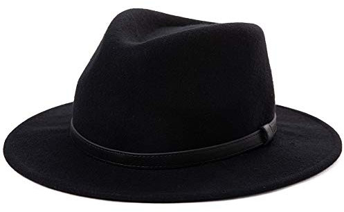 Comhats Unisex Filzhut Fedora für Herren und Damen-Winter Wolle Trilby Hat mit Krempe-Männer Panama Mafia Hut, Trilby Filz Hut Phantomschwarz L 59-60.