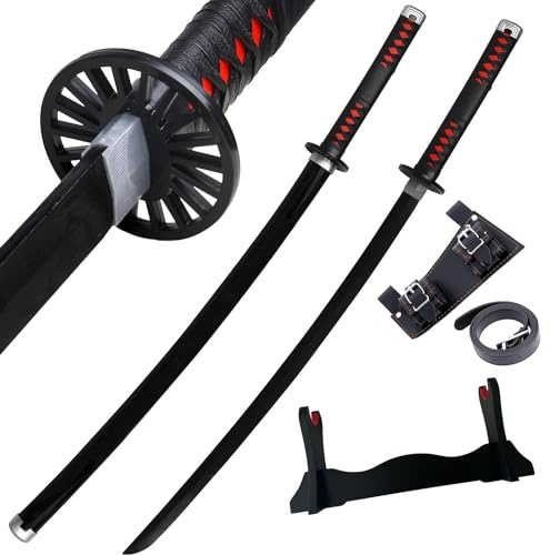 Cosplay-animesvärd – demondödarsvärd 100 cm med svärdstativ och bälte, katana-replika av svärd, perfekt för cosplay, anime, originaltextur, scenframträdande och som present