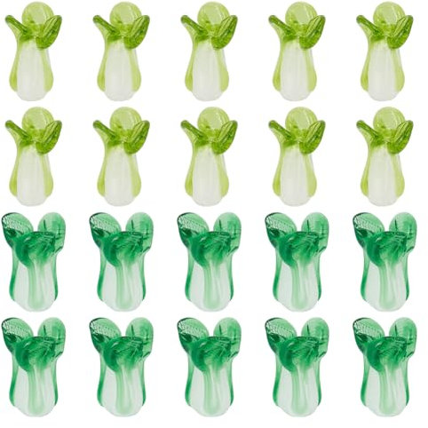 SUNNYCLUE 1 boîte 40 pièces de Perles de Verre au Chalumeau Perles Fengshui Chou Chinois Légume Vert Perles de Lampadaire Faites à la Main en Vrac Fortune Richesse Nouvel An Bonne Chance Perles D'Espa