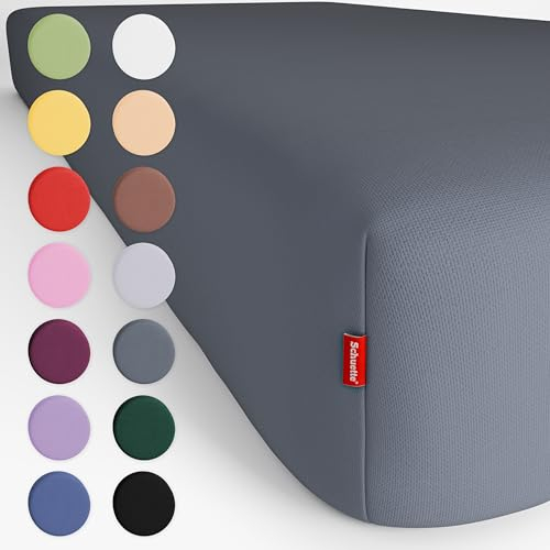 Schuette® Spannbettlaken • 90x200 cm • Wow! Kollektion: Shades of Earl Gray (Dunkelgrau) • 100% Superfluff Baumwolle, Blickdicht, Faltenfrei • mit Rundumgummi • Matratzenhöhe bis 25 cm