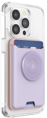 PopSockets: PopWallet für MagSafe - Mit Griff - Inklusive Adapterring für MagSafe - Schlanker, repositionierbarer Kartenhalter für Smartphones und Hüllen - SoftGoods - Lavender