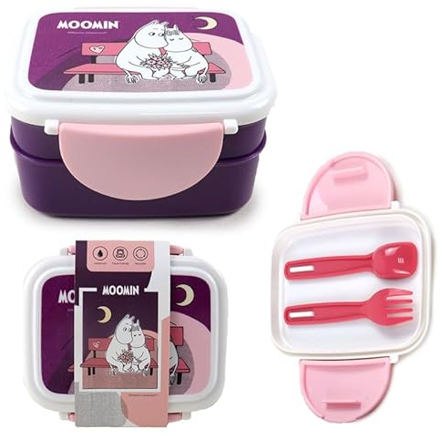 Puckator - Porta Pranzo Bento con Posate e Chiusura a Clip - Moomin