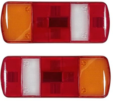 2 x Rücklichtglas Rückleuchtenglas Lichtscheibe Glas Rückleuchten Heckleuchten für MAN,Mercedes Atego 2004-2013 LKW Anhänger E-MARK Rot Weiß Gelb