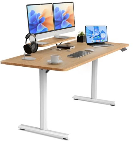 SOSINYA Höhenverstellbarer Schreibtisch, 160 x 70 cm, Gaming-Tisch aus Ahorn, höhenverstellbarer Speicher, geeignet zum Lernen, Arbeiten, Spielen