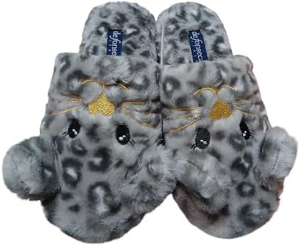 ciabatte moppine ragazza pantofole donna de fonseca gattina wa29 (grigio, Sistema Taglie Calzature EU, Adolescente, Donna, Numero (range), Media, 37, 38)