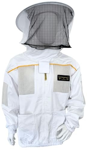 Imkerschutzjacke Imkerjacke Low-Air mit integriertem Schleier weiß mit Reißverschluss Größe XL