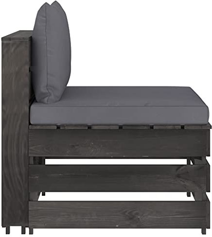 TJROO Terrassenmöbel, modulares Mittelsofa mit Anthrazit, Kissen 60 x 70 x 66 cm, Design auf Paletten, Gartensofas, Gartenstühle, Terrassenstühle, Gartenmöbel, aus imprägniertem Holz