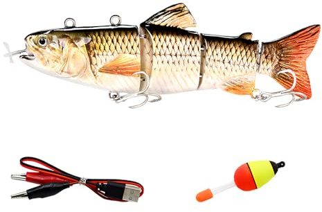 Elektrischer Angelköder, Über USB Wiederaufladbarer 4 Segment Schwimmköder Leuchtender Roboter Fischköder für Süßwasser Salzwasser