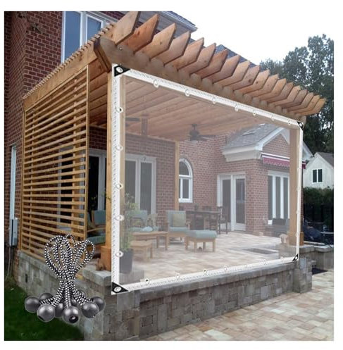 ZHZHXR Bâche Imperméable en PVC avec Œillets, Bache Protection Bois Transparente Imperméable 0.35mm Bâche Multi-usages pour Jardins, Plantes (4x5m)