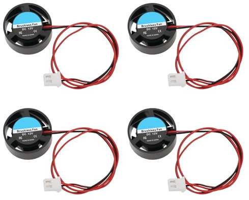 Micro Traders 4pcs Mini 2510 Brushless Cooling Fan 9V-14.4V Round Cooling Fan DC2510 Quiet Large Air Volume Fan for Laptops Gaming Consoles(25.7x10.1mm)