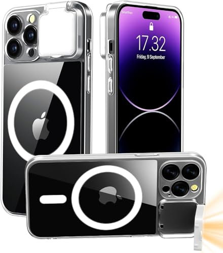 CEXHG Magnetic Case with LED Selfie Light for iPhone 13 Pro Max Case Rechargeable Portable Phone Ring Light for Selfie, Makeup, Tiktok, Live Stream for Women Clear