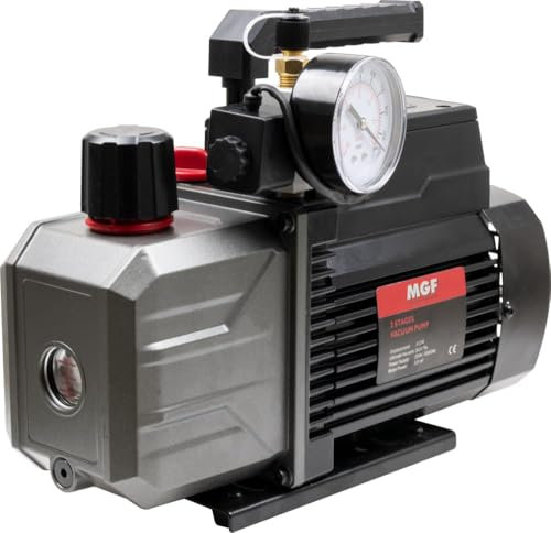 GASFRIGO® - Pompa vuoto per condizionatori r32 con vacuometro, bistadio, professionale, 85 lt/min, flacone di olio incluso