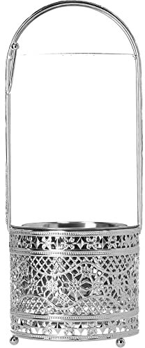 Luna Orientalischer Edelstahl Kohlekorb Groß, Kohlekorb Grill, Kohlekörbe, Kohlebehälter, Holzkohlekörbe, Kohleschale mit Sicherheitsgriff, Hitzebeständig - L, Silber
