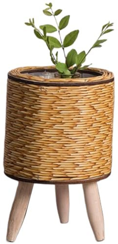 Rattan Plant Stand, Plant Pot with Legs, 5.51'' Rustic Wicker Plant Stand, Small Planter Holder, Standing Plant Pot for Balcony Apartment Drawing Room Desktop Decor Style 2, Wicker Plant Stand, Rat