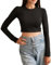 Solid Color Women's Summer Crop Tops, Long & Short Sleeve Going Out Basic Tops, Fashion Sexy Tight Cropped Tee Shirts (UK, Alpha, S, Regular, Regular, Black, Long Sleeves)