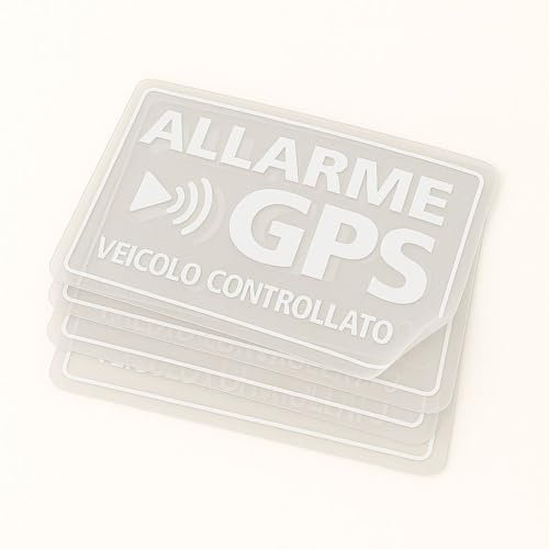StampaGenerale - 4 Adesivi Antifurto Auto Allarme Gps in Pvc (6,5x4 Cm) Sticker Deterrente Visivo Resistente e Facile da Applicare (4 Allarme GPS, Bianco)