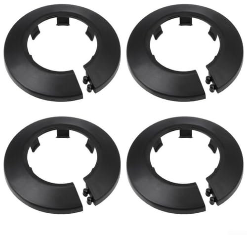 Lot de 4 cache-tuyaux d'eau avec bride murale fendue pour plomberie, valves d'angle de robinet, noir, 50 mm