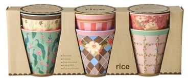 ReWu Rice Lot de 6 gobelets en mélamine – Motif paon et fleurs – Gobelets pour enfant – Vaisselle de camping – Gobelets en mélamine incassables sans BPA 160 ml