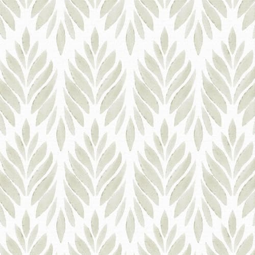 Grey Flower Self Adhesive Wallpaper, 44 x 500 cm Grey Leaf Wallpaper Abstract Floral Leaf Plants Peel and Stick Wall paper Boho Self Adhesive Furniture Wrap for Living Room,Bathroom,Drawer,Cabinets